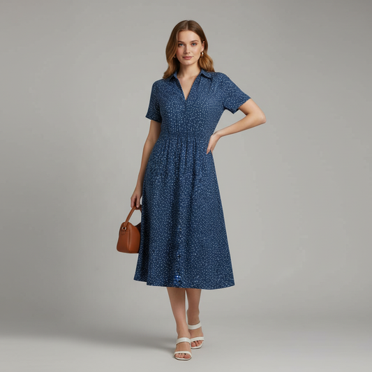 Women's Midi Shirt Dress | Short Sleeve Casual Summer Dresses